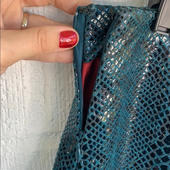 Emma Black Leather Embossed Asymmetrical Skirt - Picture 7 of 9